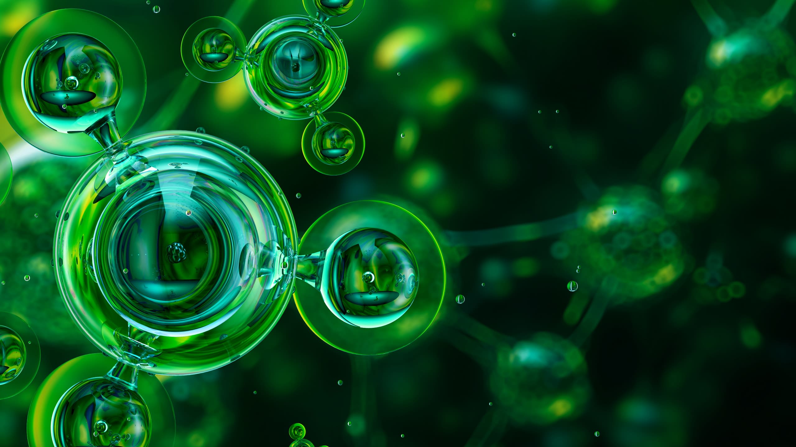 Green bubbles close up