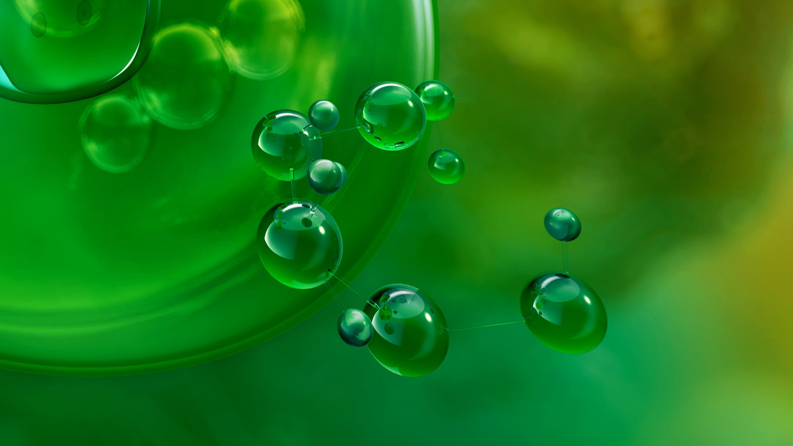 Close up image of green bubbles