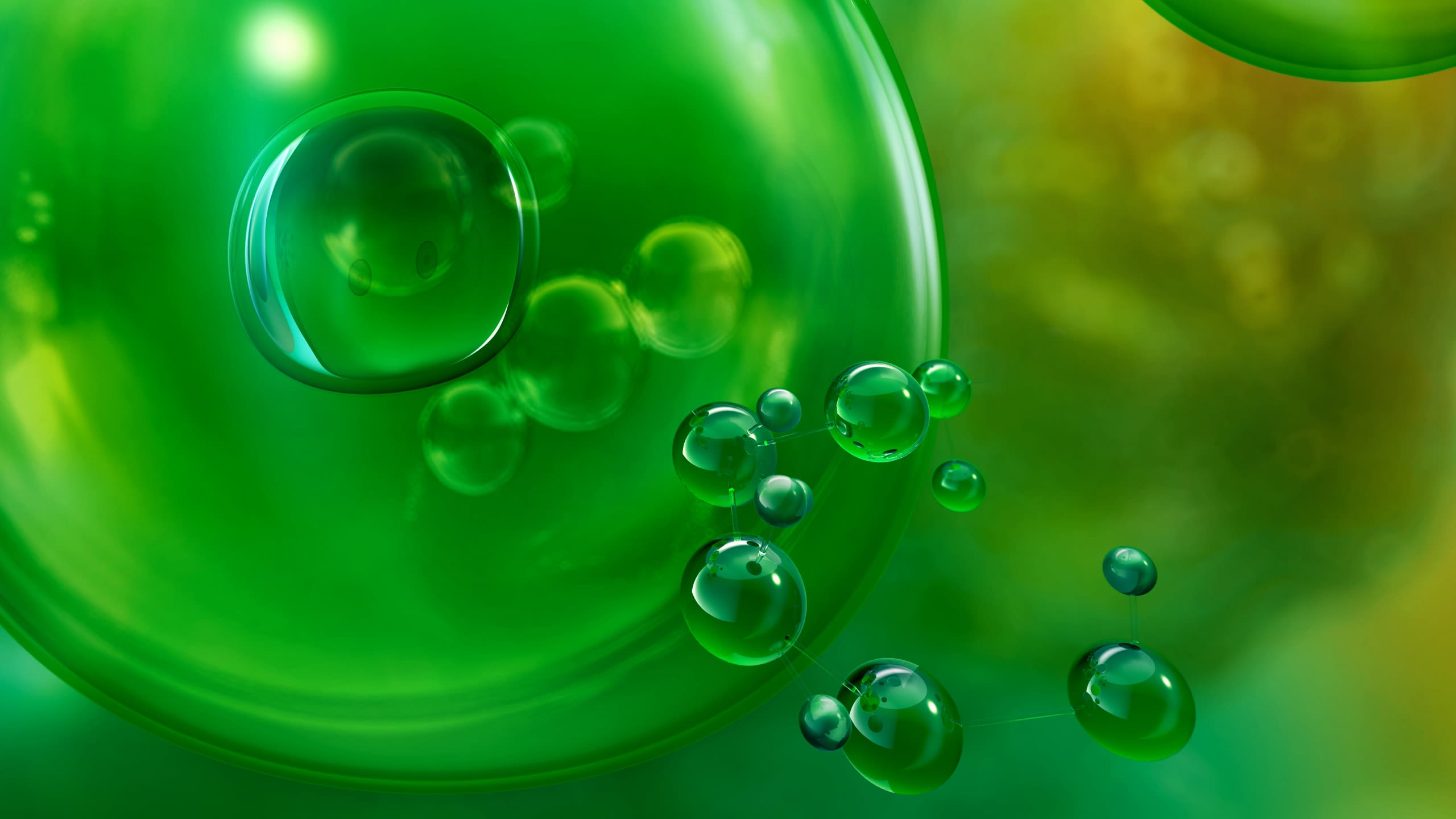Close up image of green bubbles