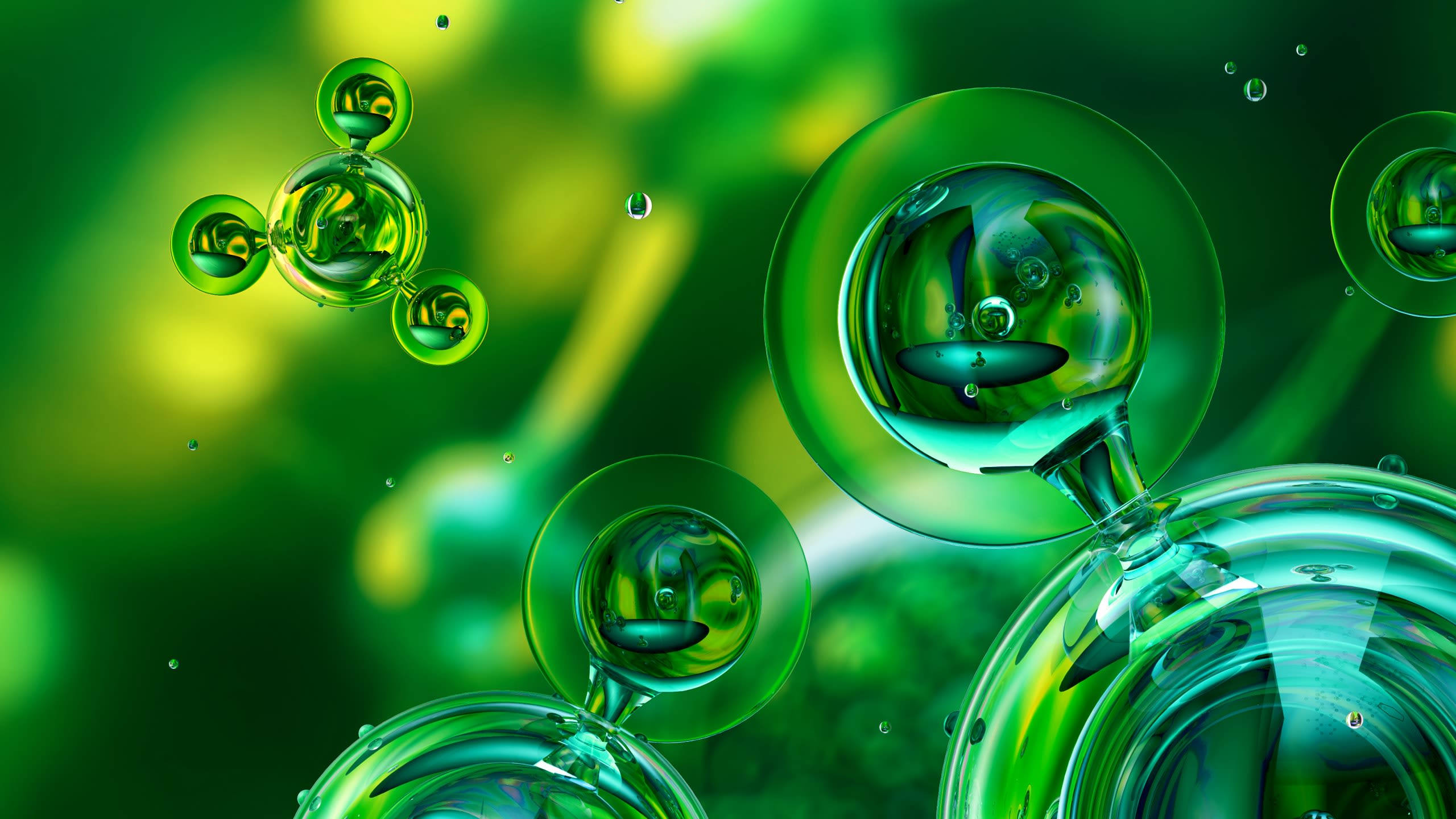 green bubbles close up